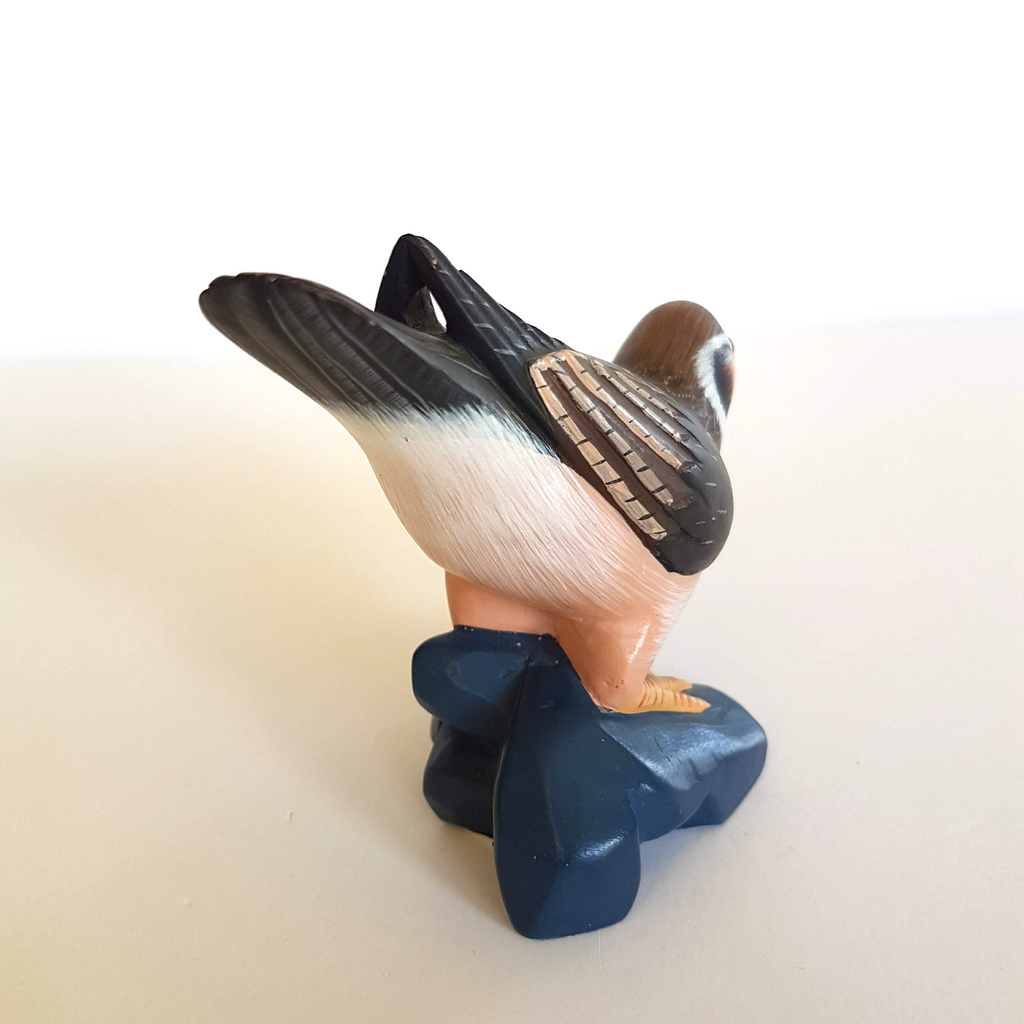 Vintage FINCH BIRD Figure Soapstone Sculpture 10cm Hand Painted Glass Eye HEAVY5