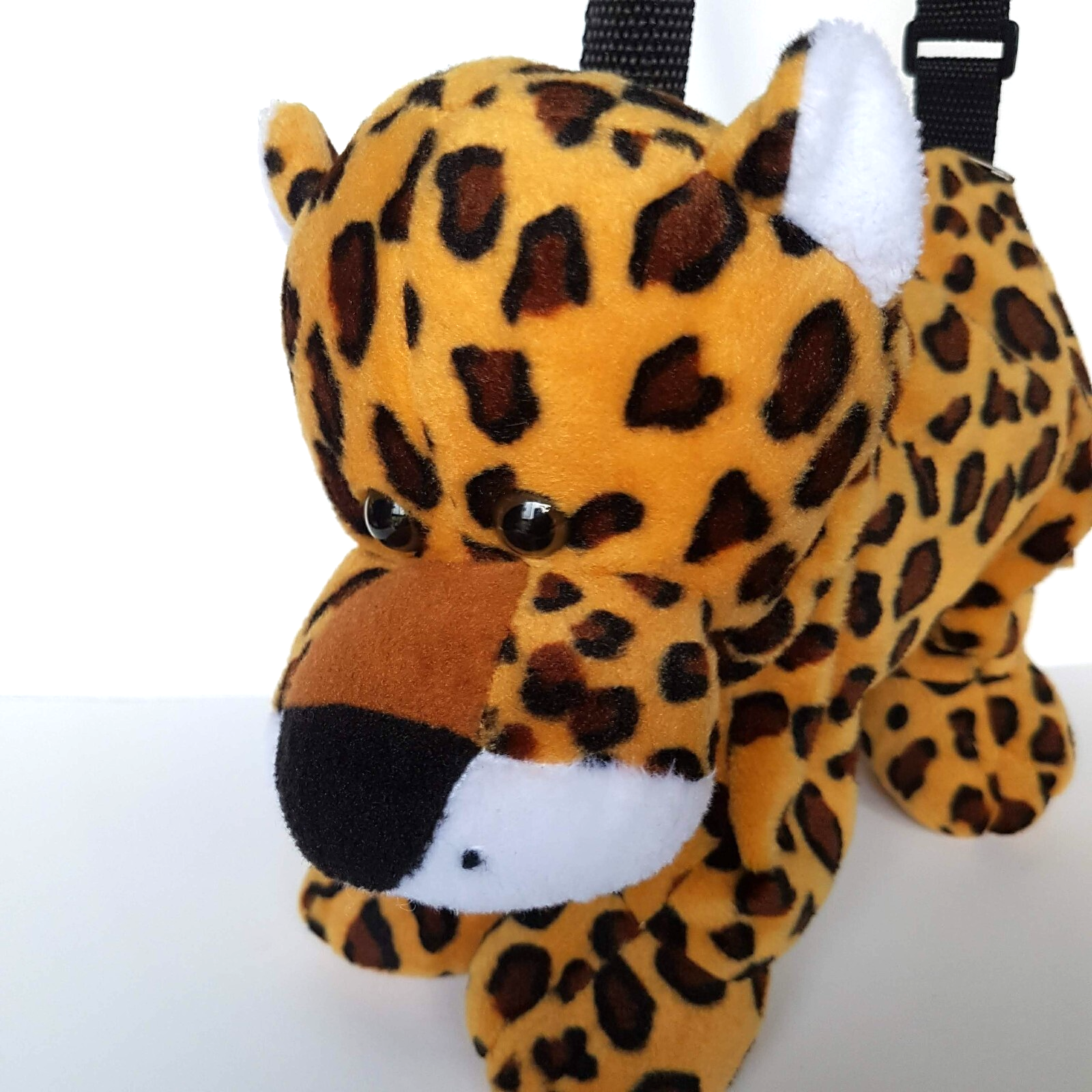 Plush JAGUAR LEOPARD Kids Cross Body Bag Stuffed Animal Safari Soft Toy Cute1