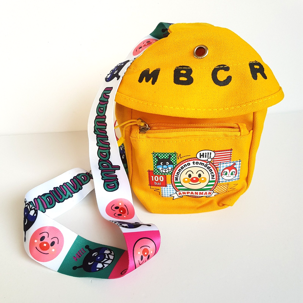 Japan ANPANMAN Yellow Chest Purse BAG Crossbody Small Adjustable Strap Cartoon1