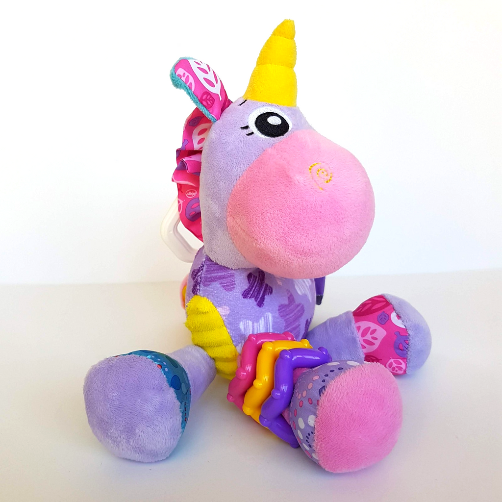 Playgro HAPPY UNICORN Clip On Pram Baby Activity Toy Plush Rattle Mirror Crinkle9