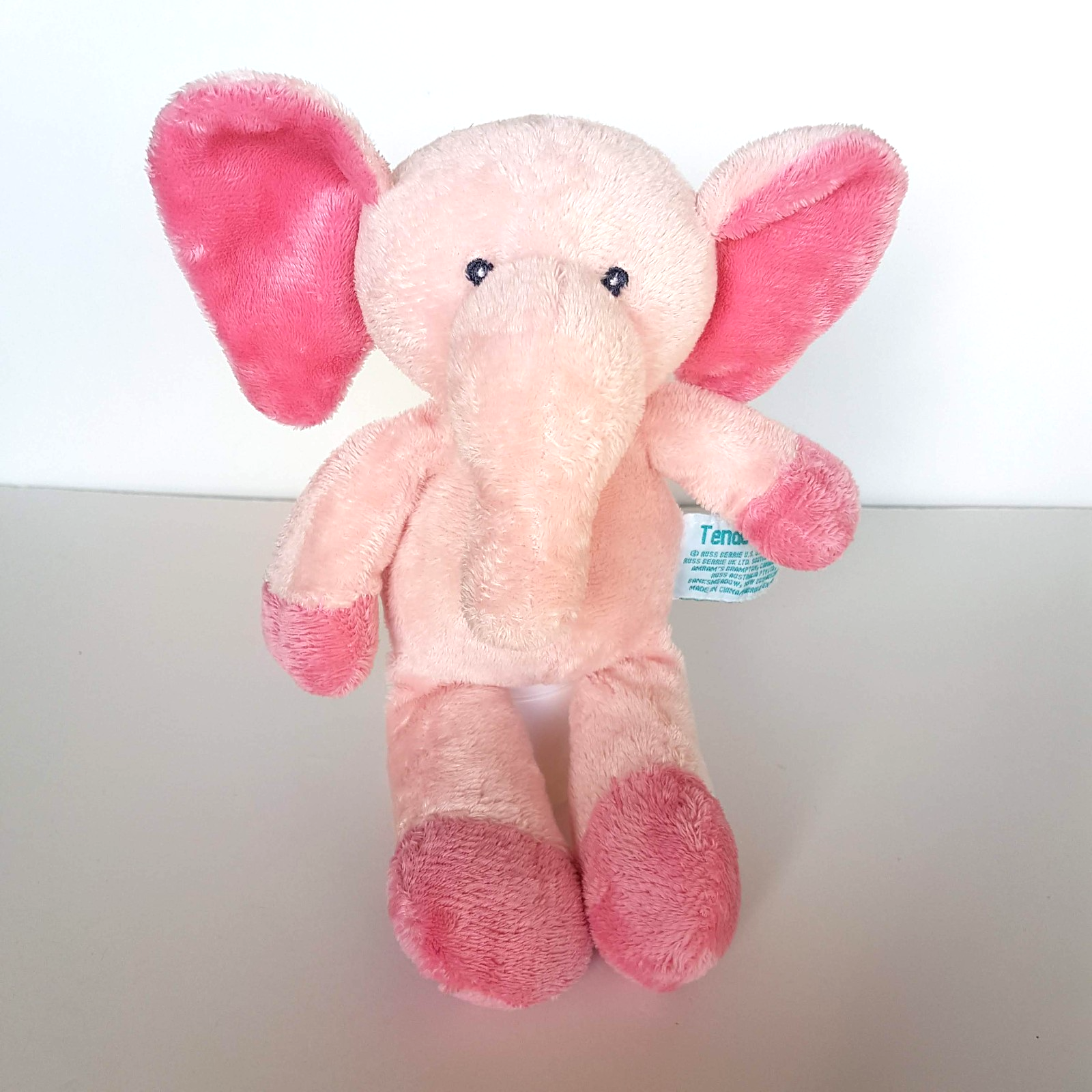 Russ Tender Rattles PINK ELEPHANT Plush Rattle Lovey Stuffed Animal Soft Toy3