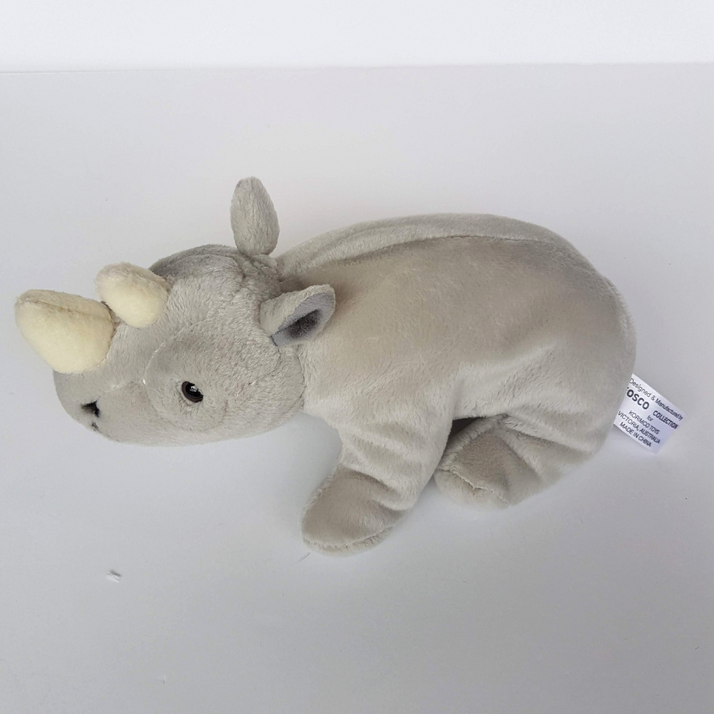 Leosco Korimco GREY RHINO Safari 22cm Plush Soft Toy Stuffed Animal Beanbag Cute2