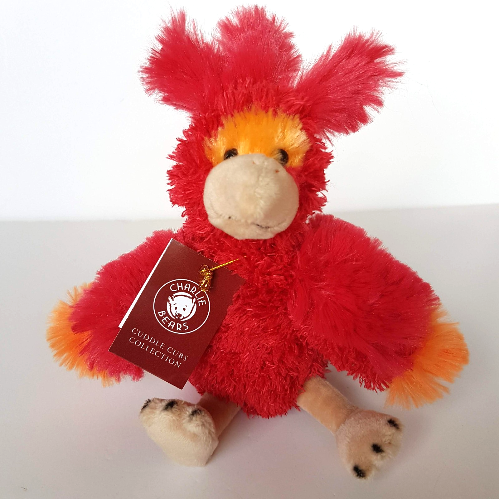 CHARLIE BEARS Firebird Phoenix Plush Soft Toy TAGS Stuffed Animal Red Bird Cute0