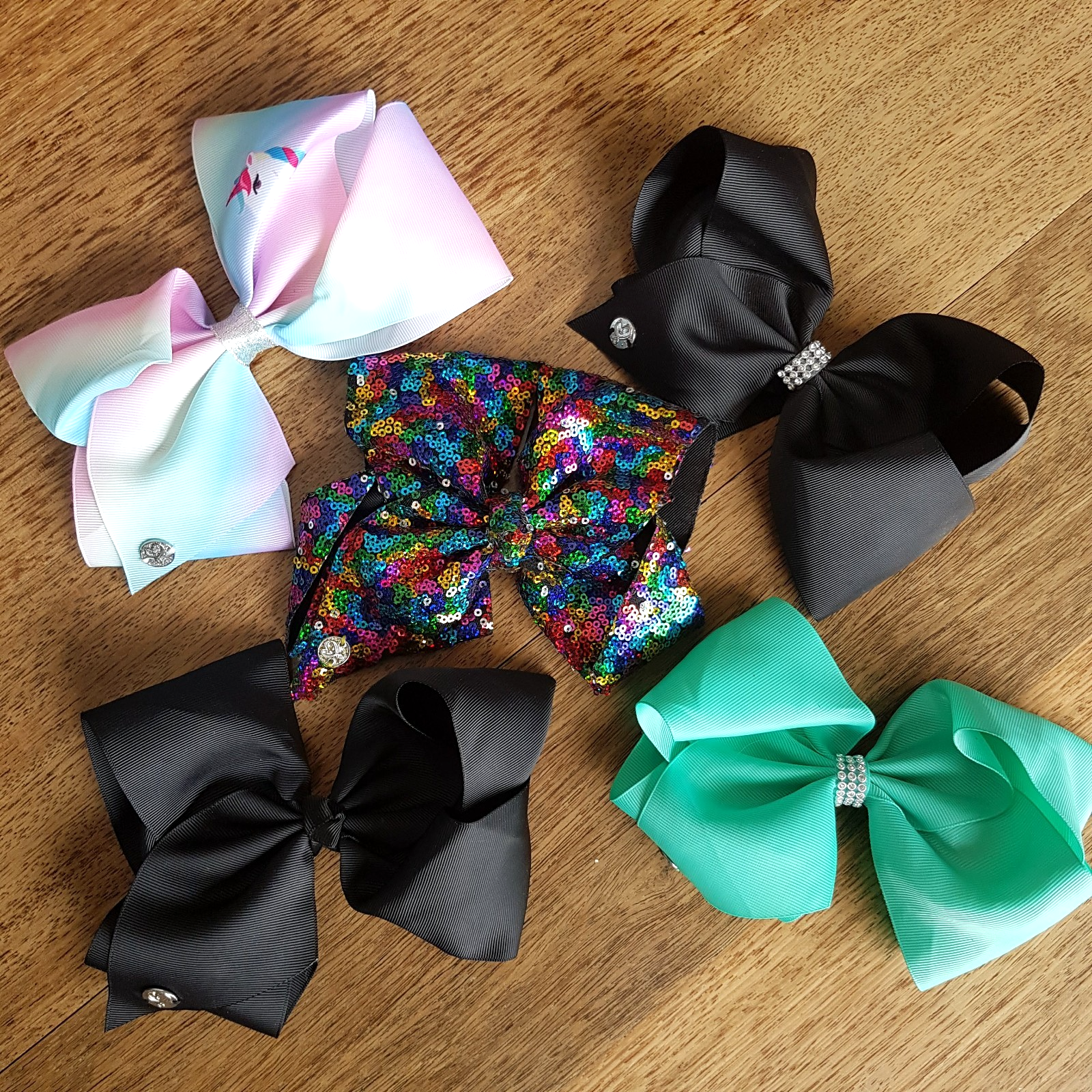 JoJo Siwa HAIR BOWS Unicorn Sequin Diamonte Sparkle Hair Accessories Cheer Bows0