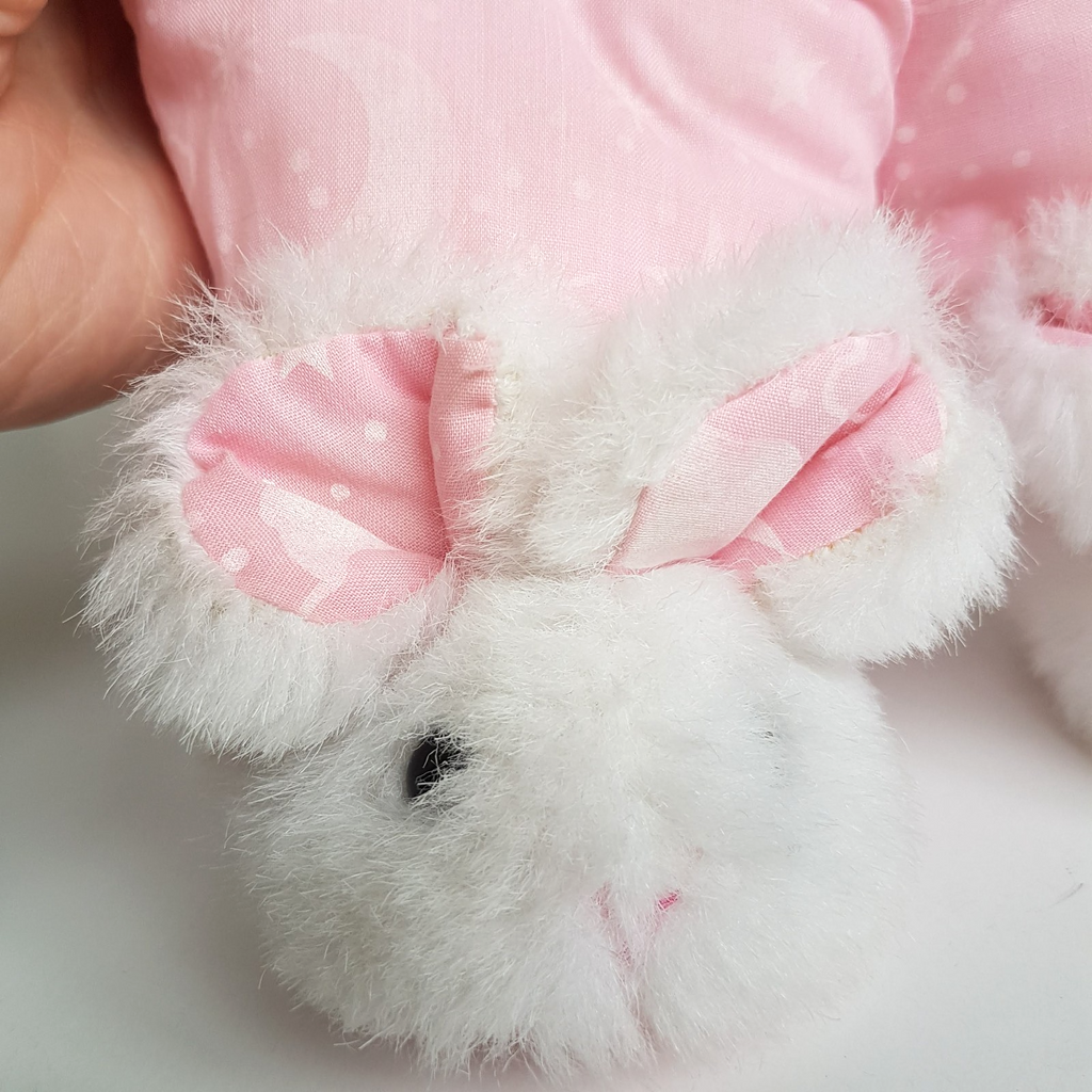 Vintage TEDDY IN BUNNY SLIPPERS Plush 34cm Pink Pyjamas Stuffed Animal Soft Toy15