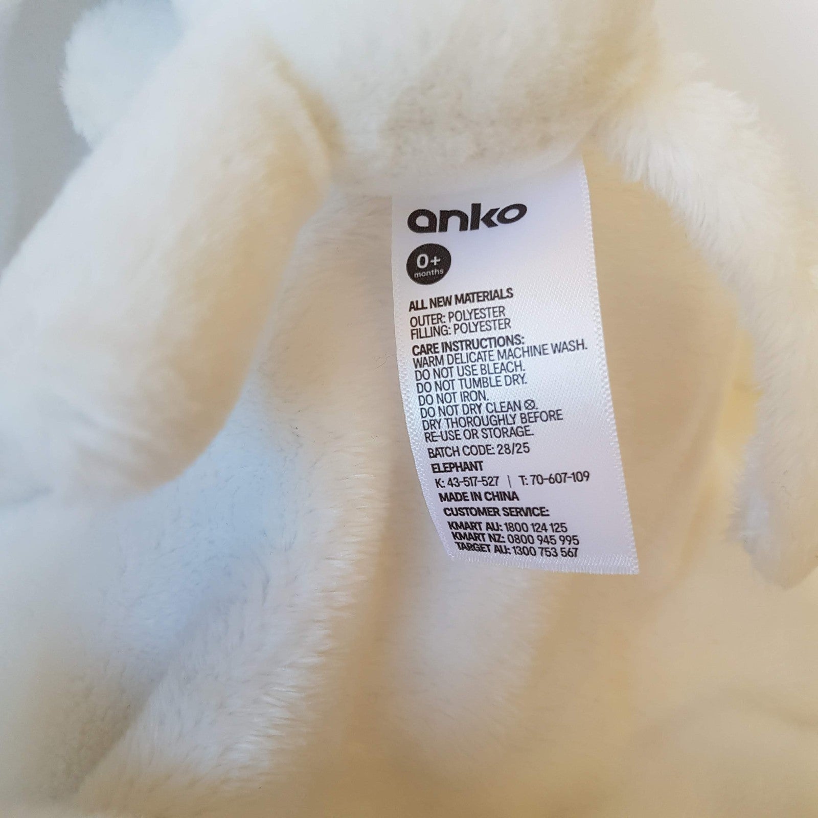 Anko WHITE ELEPHANT Baby Lovey Security Blanket Comforter Plush Soft Toy Sleep4