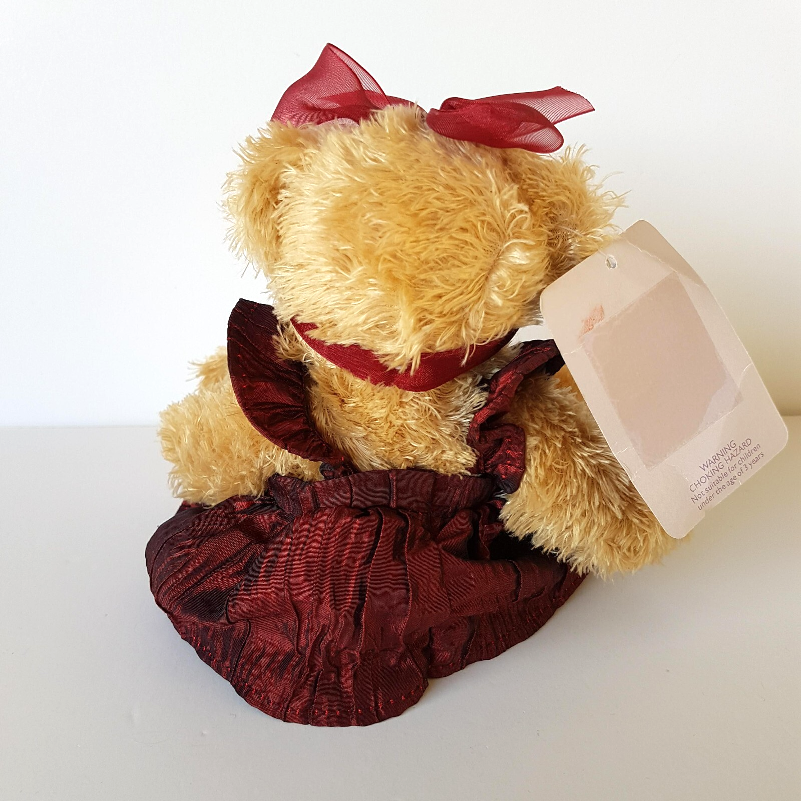 House Of Moran TEDDY BEAR Plush 21cm Maroon Dressed Soft Toy Stuffed Animal Cute8