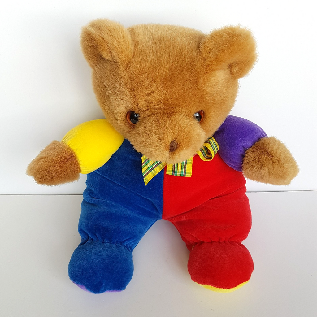 Supa Toys VELOUR TEDDY BEAR Colour block Soft Toy Stuffed Animal Bright Colour2