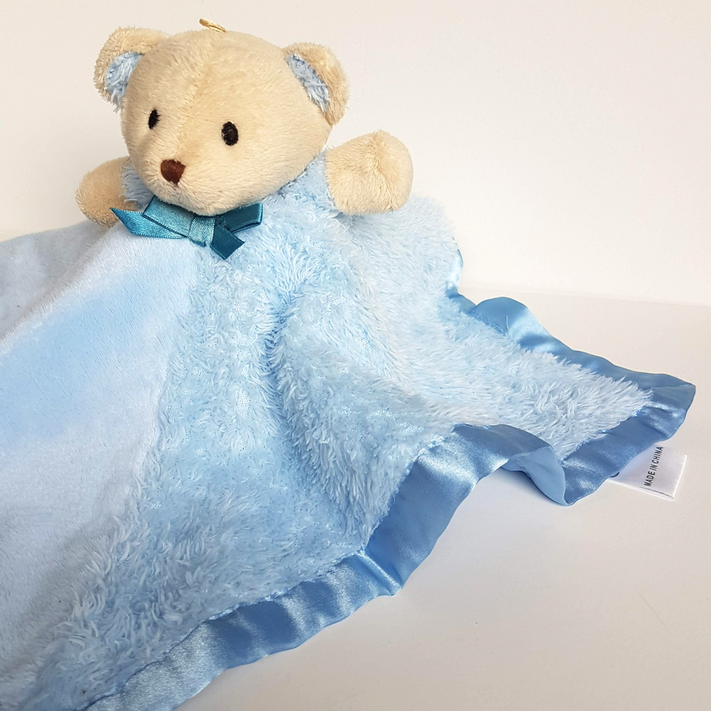 Baby Baby BLUE TEDDY LOVEY Plush Rattle Soft Toy Comforter Security Blanket Toy2