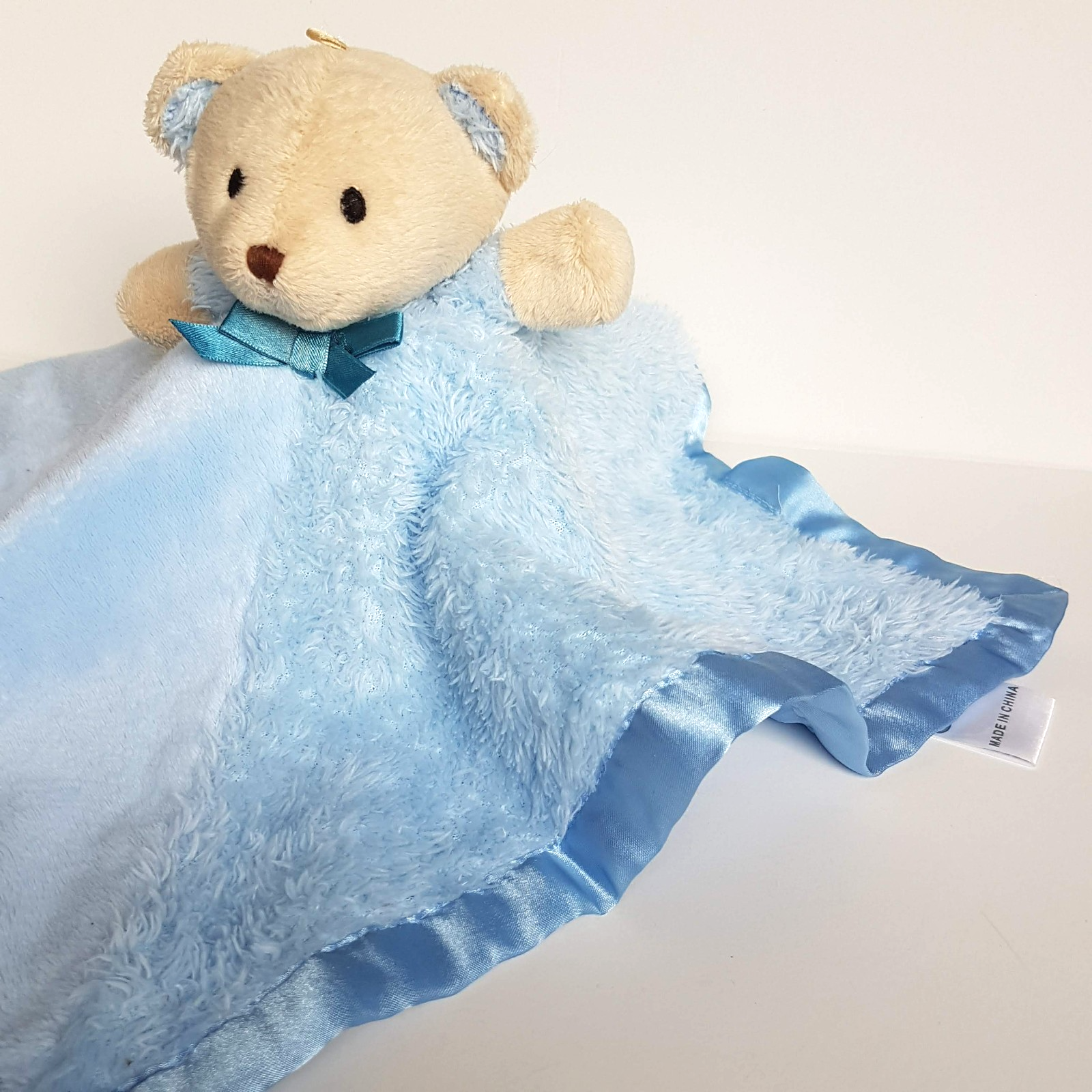 Baby Baby BLUE TEDDY LOVEY Plush Rattle Soft Toy Comforter Security Blanket Toy2