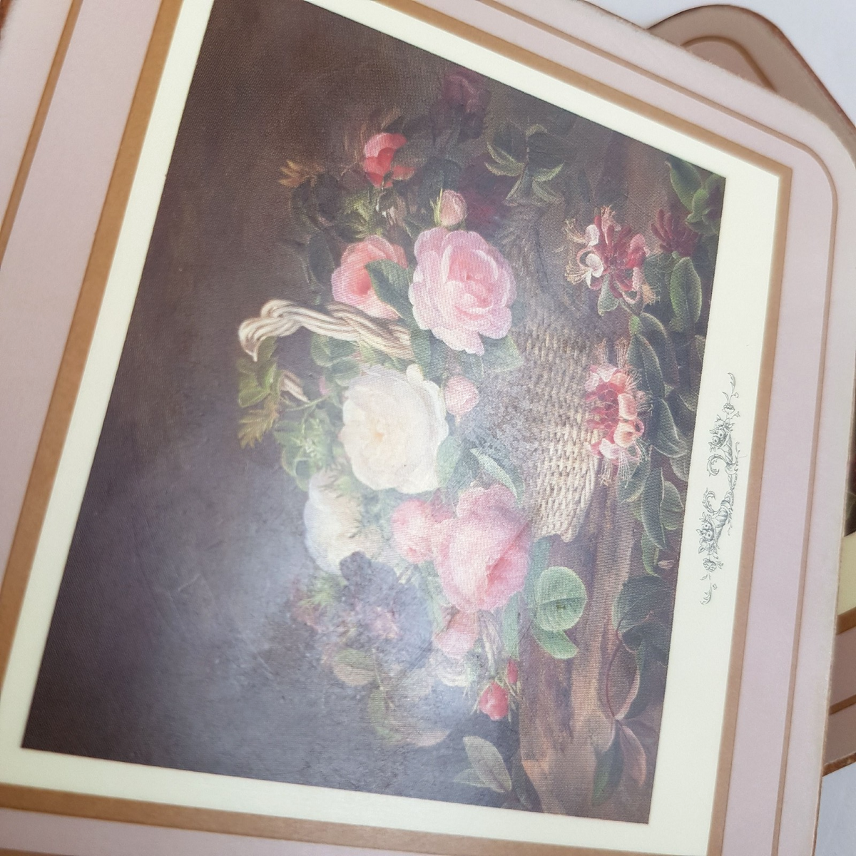 Pimpernel ROSE BASKET Coasters Set Made In England Cottage Core Romantic Flowers4