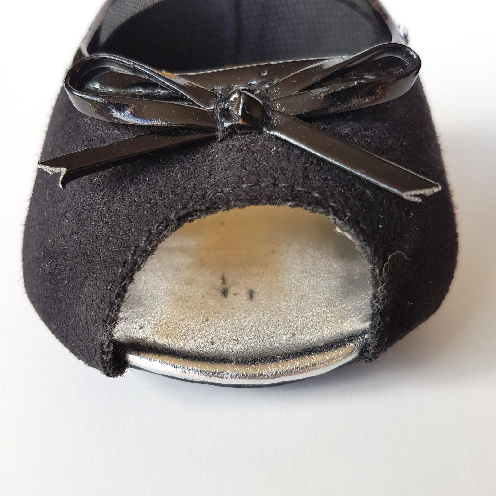 Build A Bear Workshop BLACK PEEP TOE HEEL Girl Shoes Clothes Patent Bow Cute BAB8