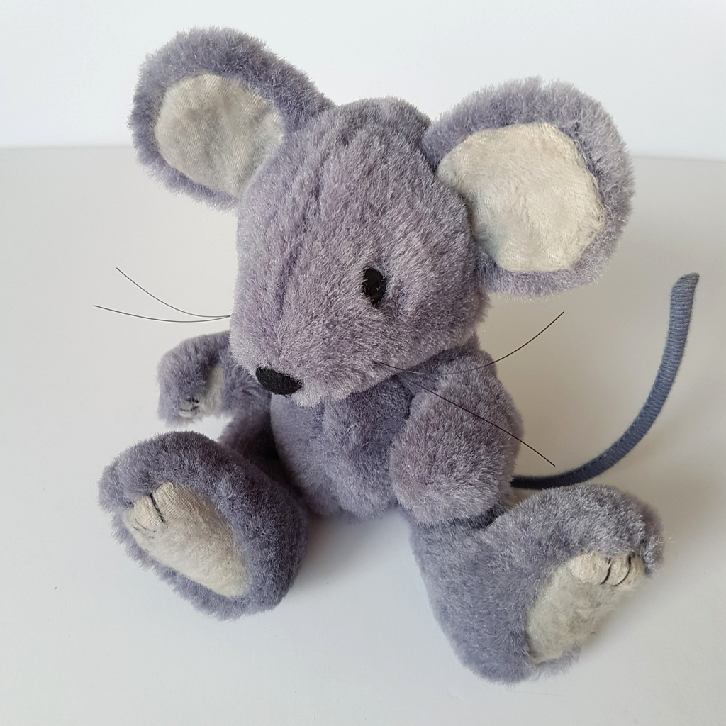 Blue Grey PLUSH SITTING MOUSE Handmade Rat 19cm Stuffed Animal Soft Toy Beanbag1