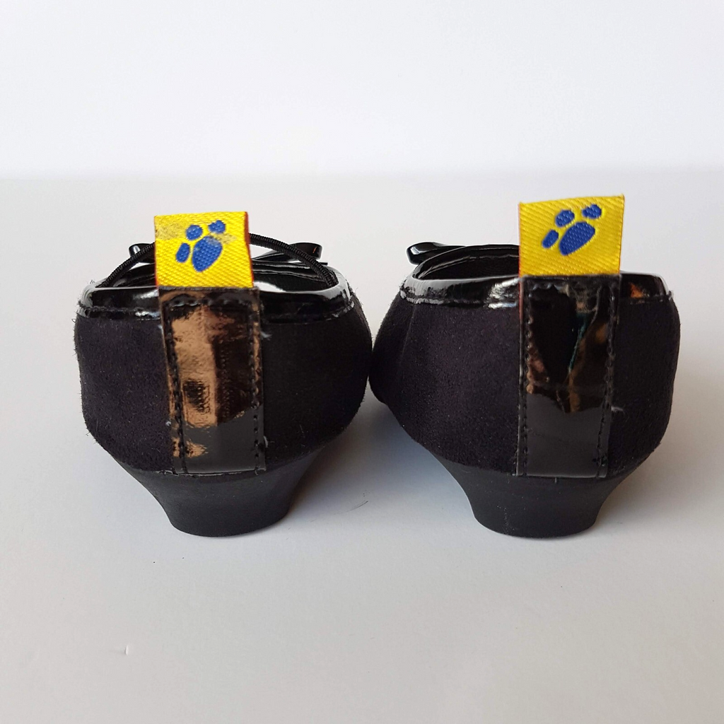 Build A Bear Workshop BLACK PEEP TOE HEEL Girl Shoes Clothes Patent Bow Cute BAB4