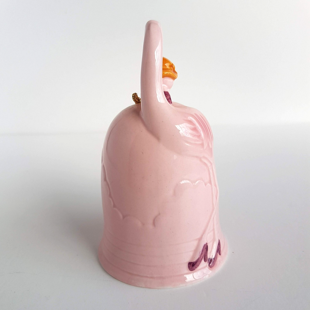 80s Giftcraft PINK FLAMINGO BELL Ceramic Palm Tree Retro Decorative Decor Kitsch4