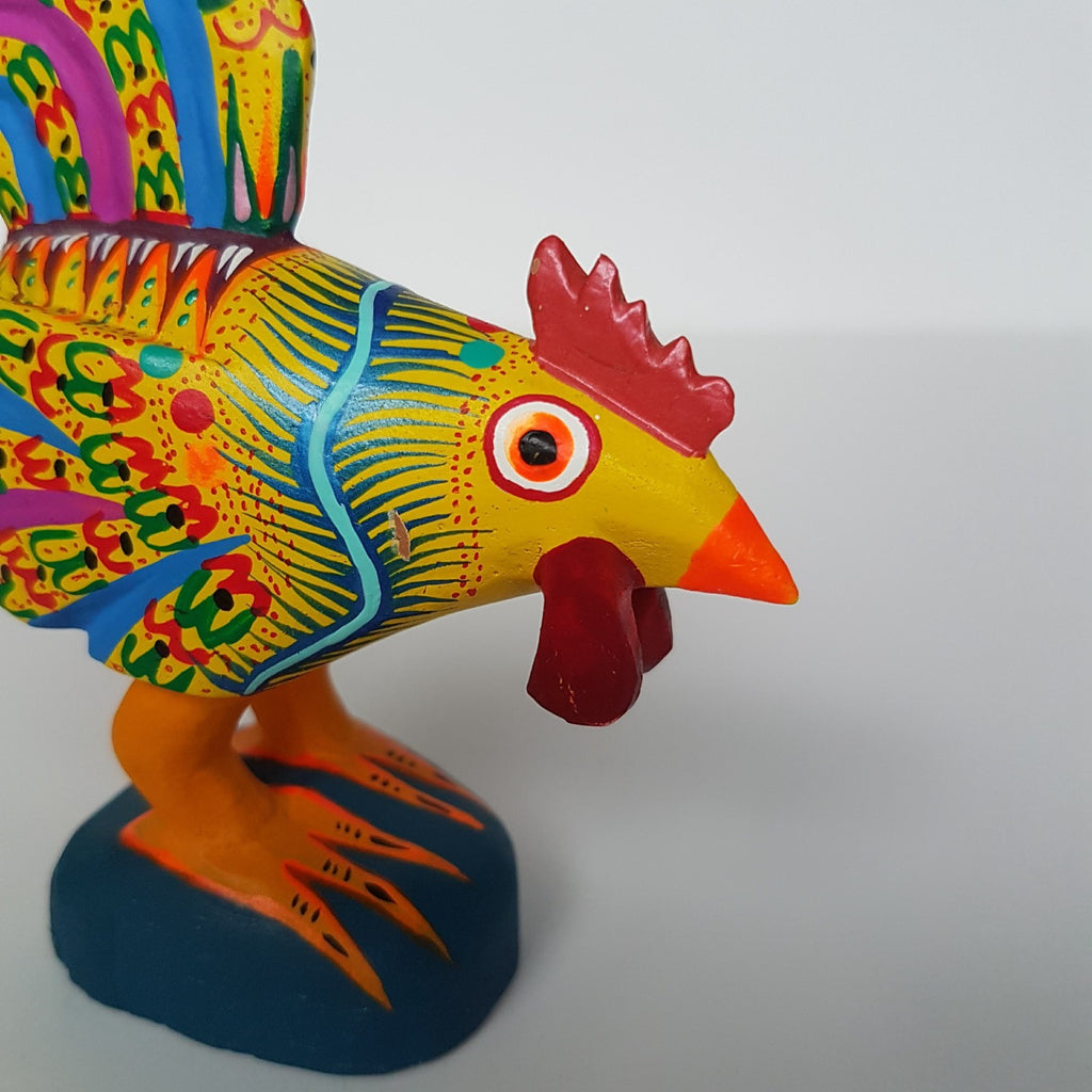 Mexican Folk Art ROOSTER Alebrije Decorative Bird Wooden Hand Painted 10.5cm5