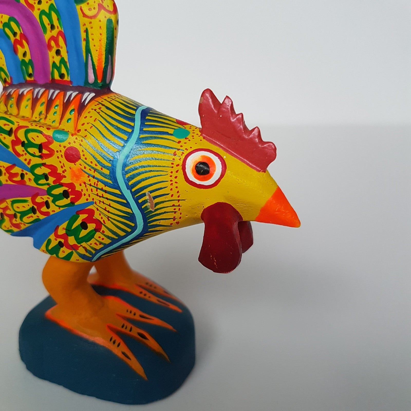 Mexican Folk Art ROOSTER Alebrije Decorative Bird Wooden Hand Painted 10.5cm5