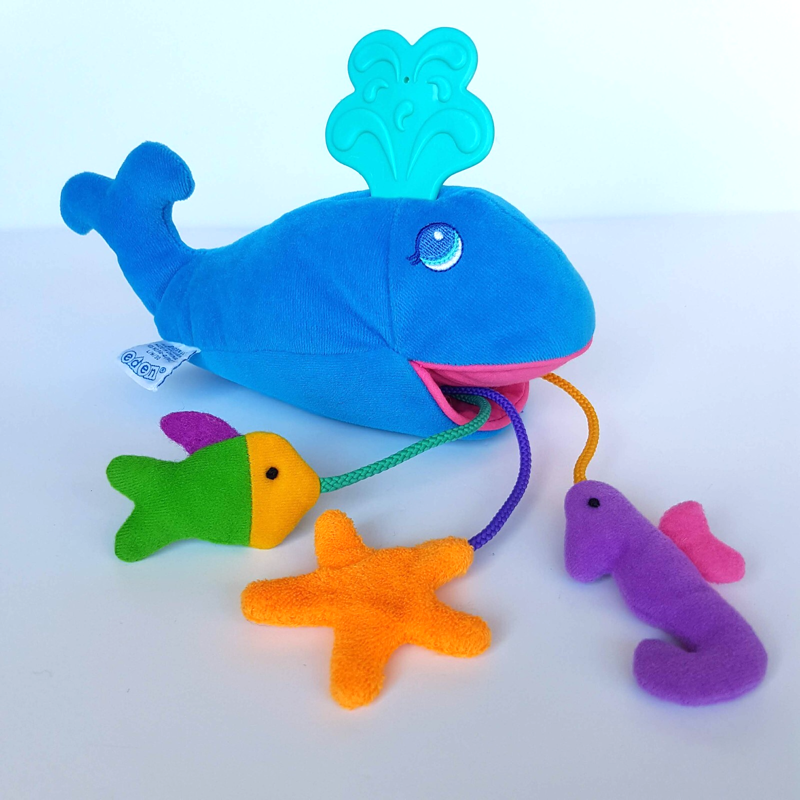 Vintage Eden BLUE WHALE Plush Baby 23cm Soft Toy Rattle Stuffed Animal Ocean Toy1