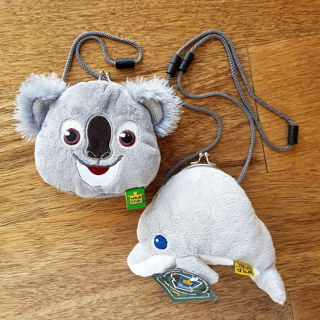 Wild Republic KOALA & DOLPHIN Plush Purse X 2 Shoulder Bag Kids Plush Animal Toy0