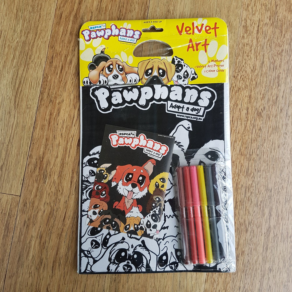 Super Rare PAWPHANS VELVET ART Activity Pack 2006 Collectible RSPCA Adopt A Dog0