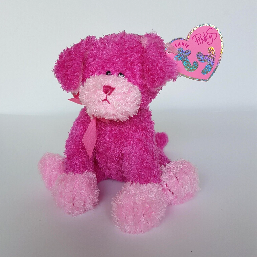 TY Beanie PINKYS FANCIFUL Dog Puppy Pink Plush Stuffed Animal TAGS Soft Toy Cute0