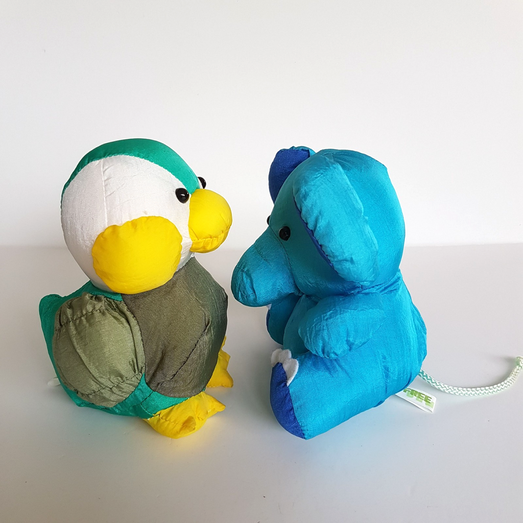Freedom TAFFETA BIRD & ELEPHANT Vintage Parachute Plush Soft Toy Stuffed Animal4