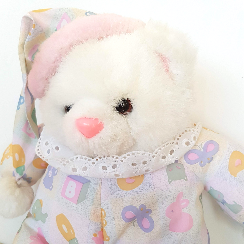 RARE Vintage Interpur BEDTIME BEAR Bunny Slippers 46cm Plush Soft Toy Rare Retro7