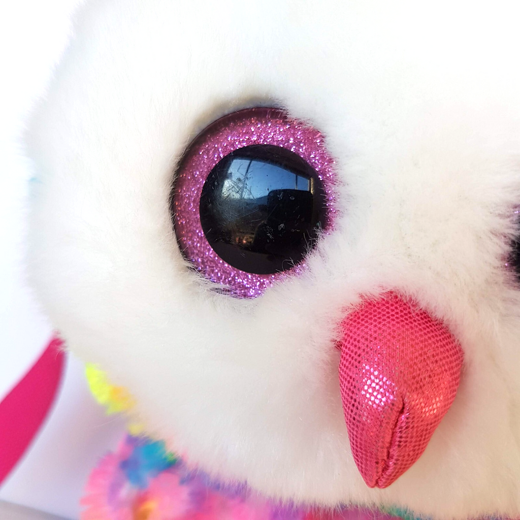 TY OWEN THE OWL Kids Backpack Plush + Charm Stuffed Animal Soft Toy Bag Rainbow1