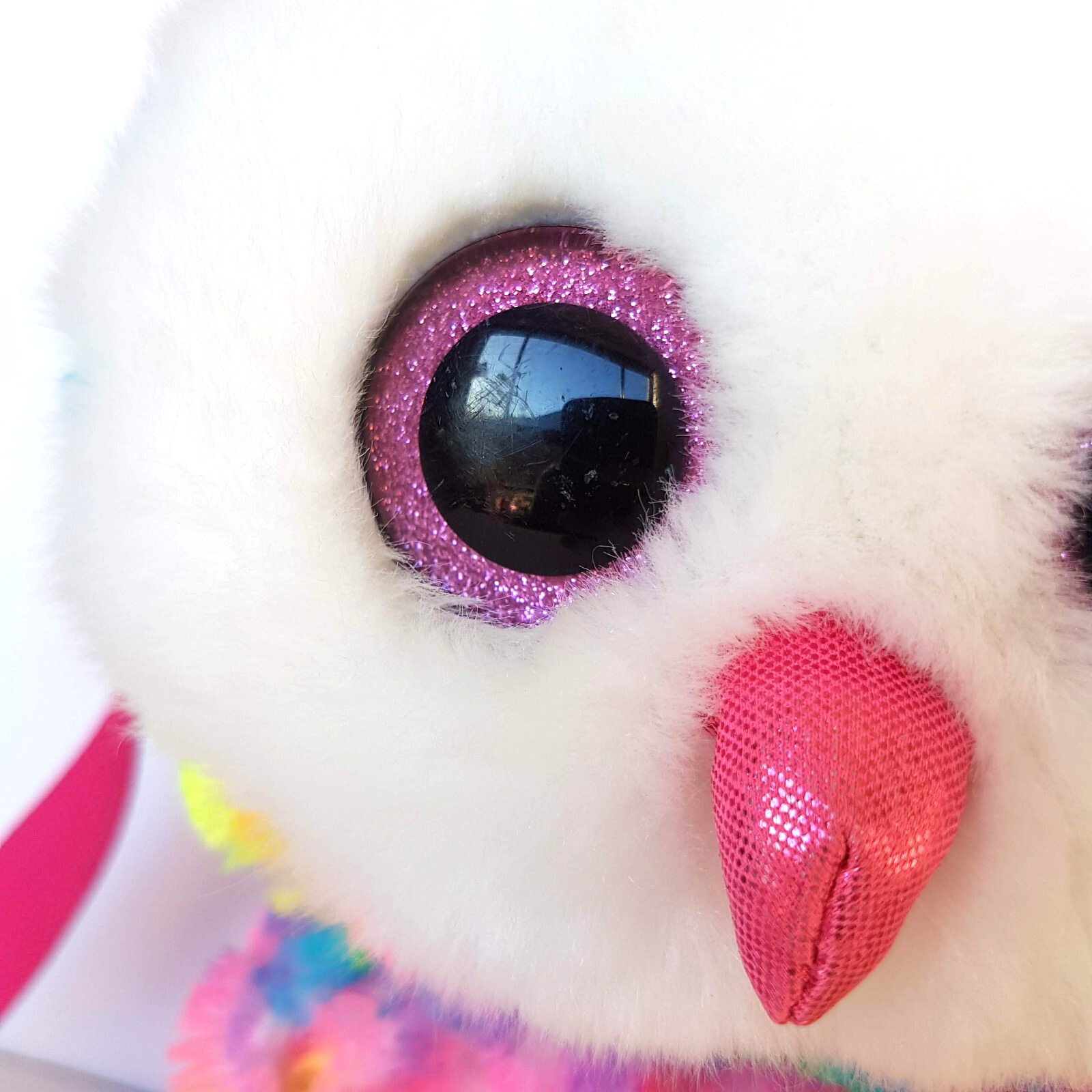 TY OWEN THE OWL Kids Backpack Plush + Charm Stuffed Animal Soft Toy Bag Rainbow1