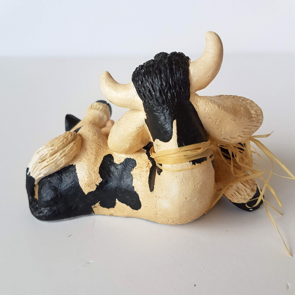 Vintage PETE APSIT COW Figure 1994 Statue Resin Holstein Collectible Black Beige6