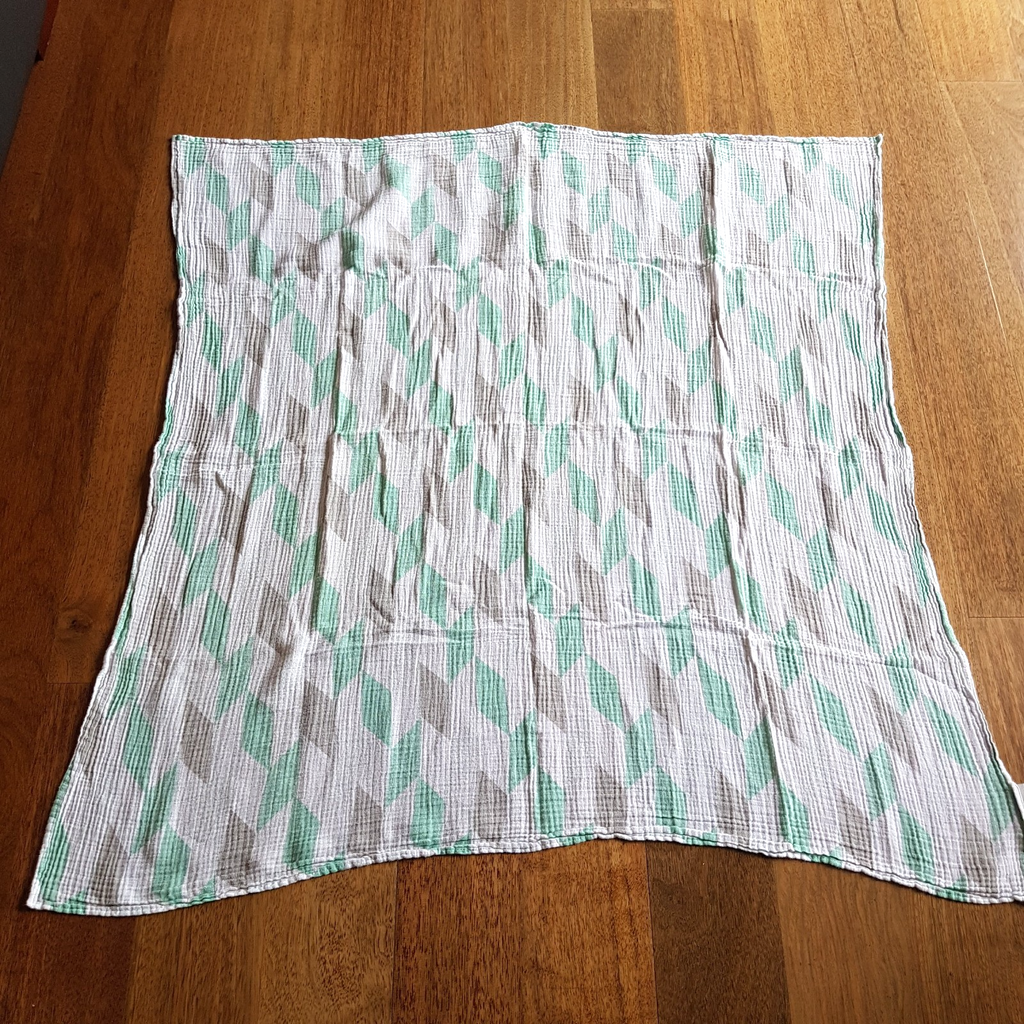 Weegoamigo MUSLIN WRAP Swaddle Baby Blanket Green White Geometric 100% Cotton9