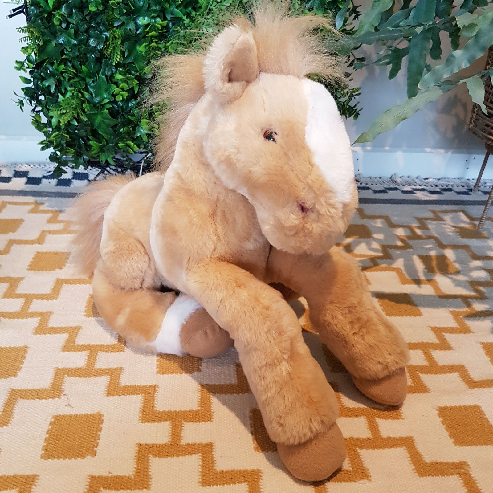 Commonwealth PALOMINO HORSE PONY Floppy Soft Toy Stuffed Animal Equestrian Cute0
