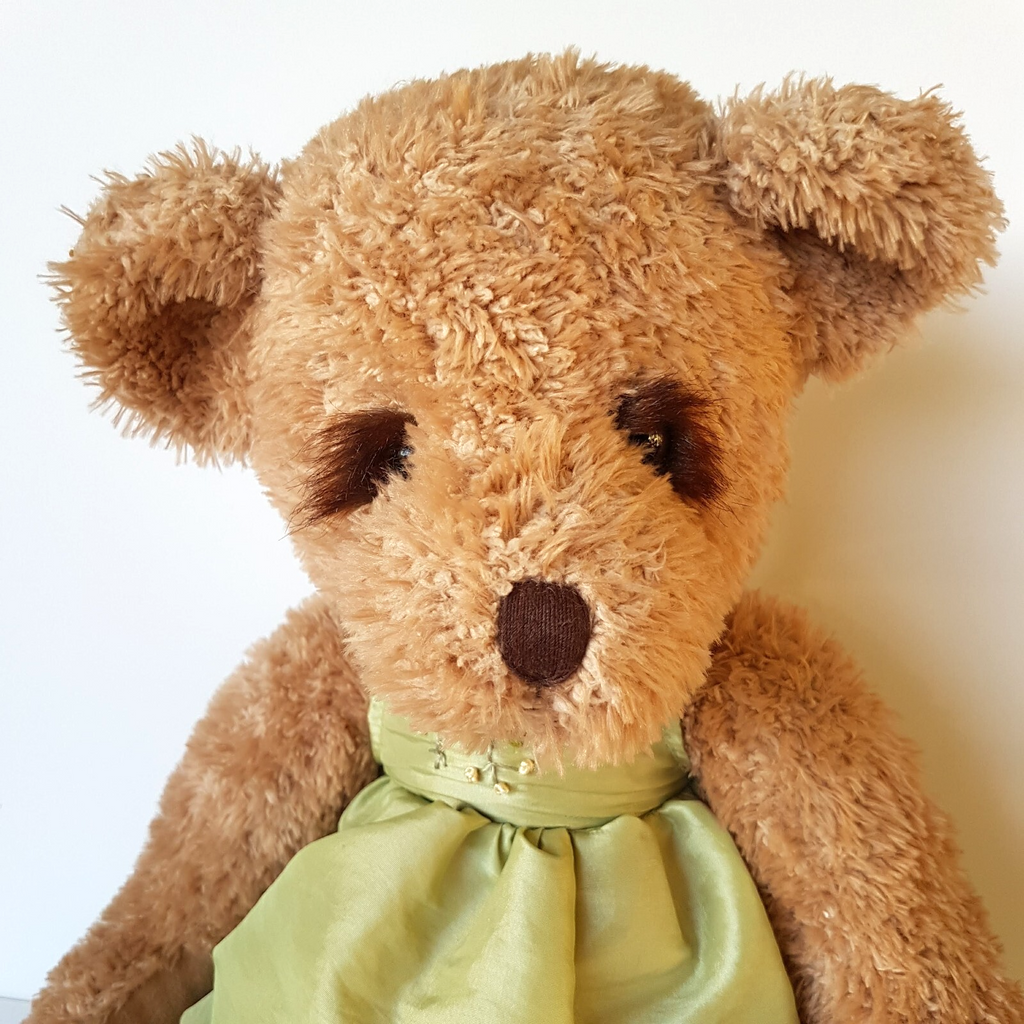 Russ INDEE Teddy Bear Plush 43cm Dress Stuffed Animal Soft Toy Pretty Unique1