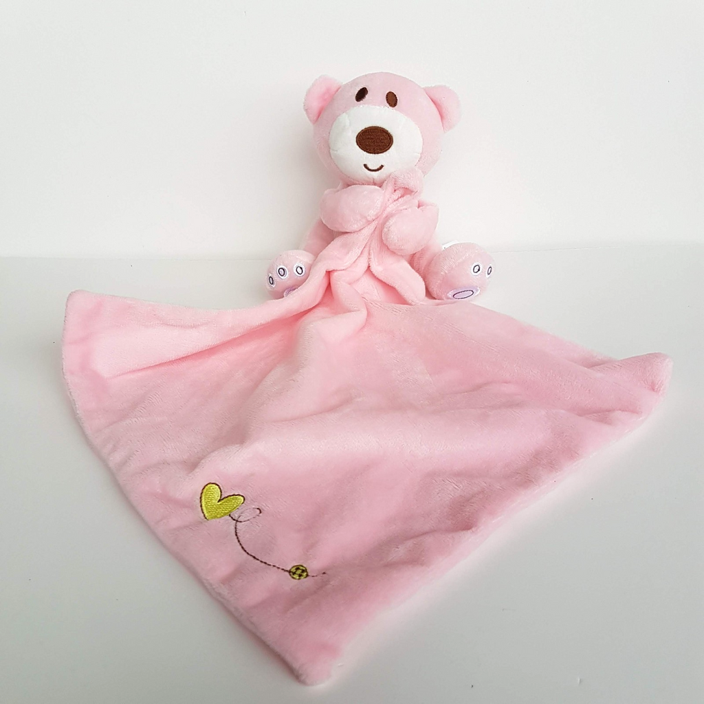 Ollies Place PINK BEAR Lovey Plush Baby Comforter Security Blanket Soft Toy Cute0