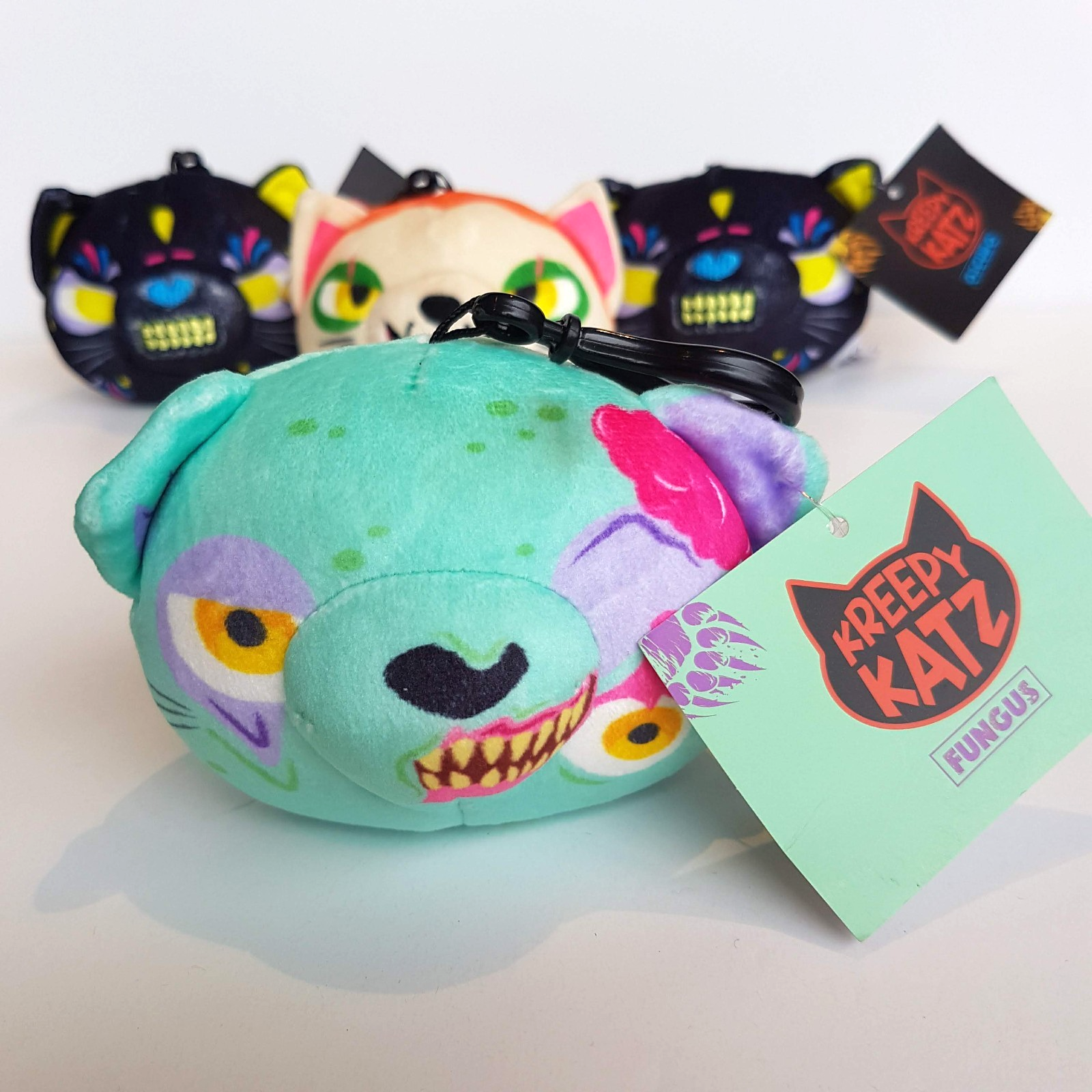 KREEPY KATZ Clip On Key Ring LOT Cat Plush Frankenkitty Fungus Oscuro Kandy Toy7