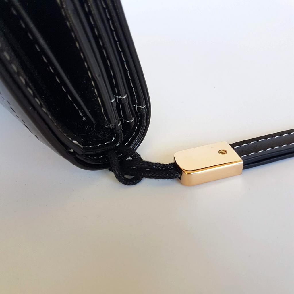 Luis Santini BLACK EMBOSS WALLET Like New Flower Women's Purse Multi Compartment10