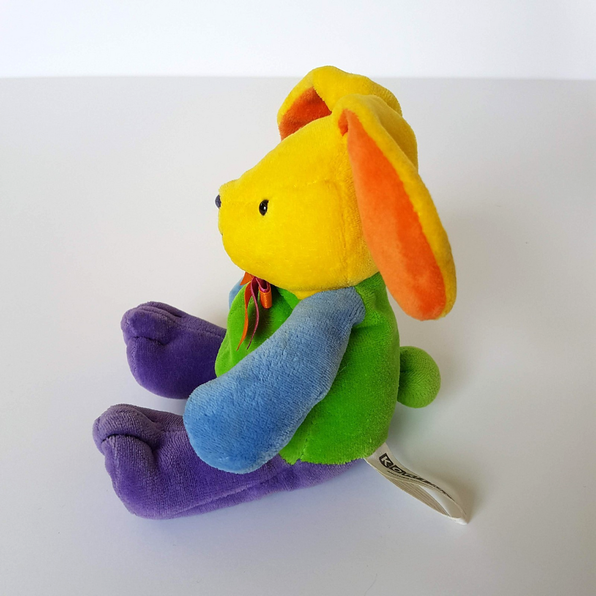 VTG Korimco VELOUR BUNNY RABBIT Plush 19cm Colour Block Soft Toy Stuffed Animal3