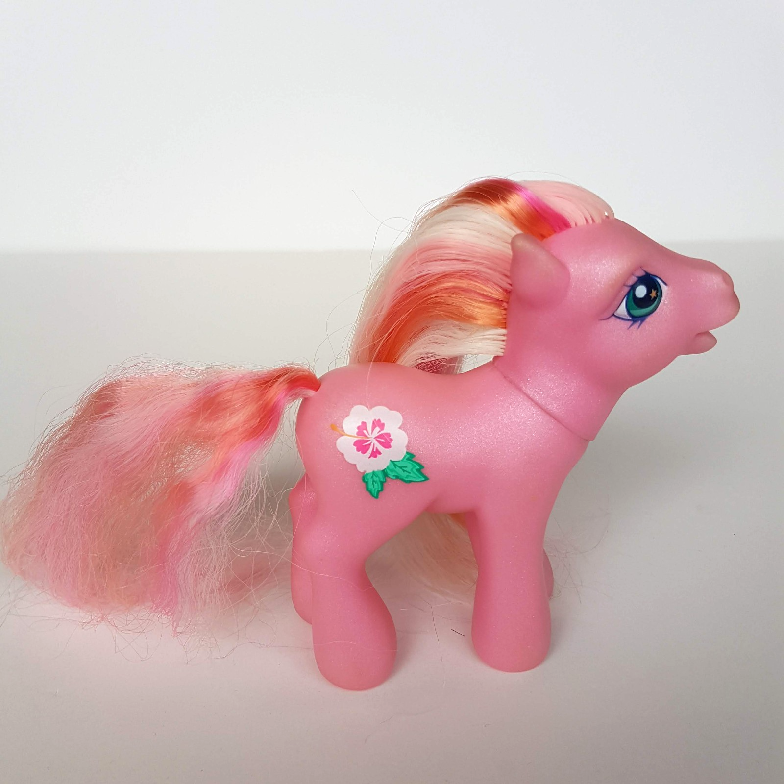 My Little Pony LUAU Horse Hasbro Vinyl Toy 2002 Brushable Tropical Flower Pink3