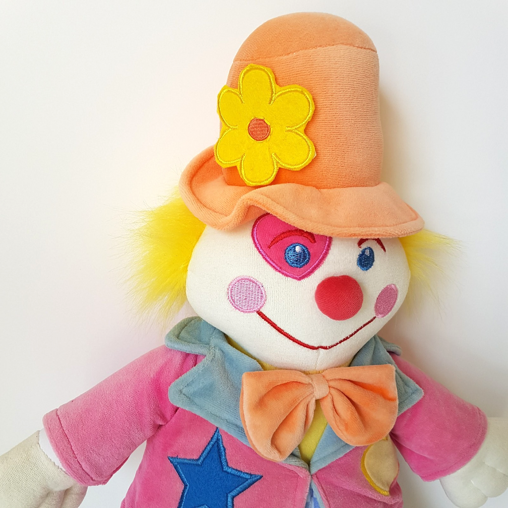 VTG Baby Boo Velour CIRCUS CLOWN Plush 62cm Stuffed Soft Toy Floppy Colour Block1