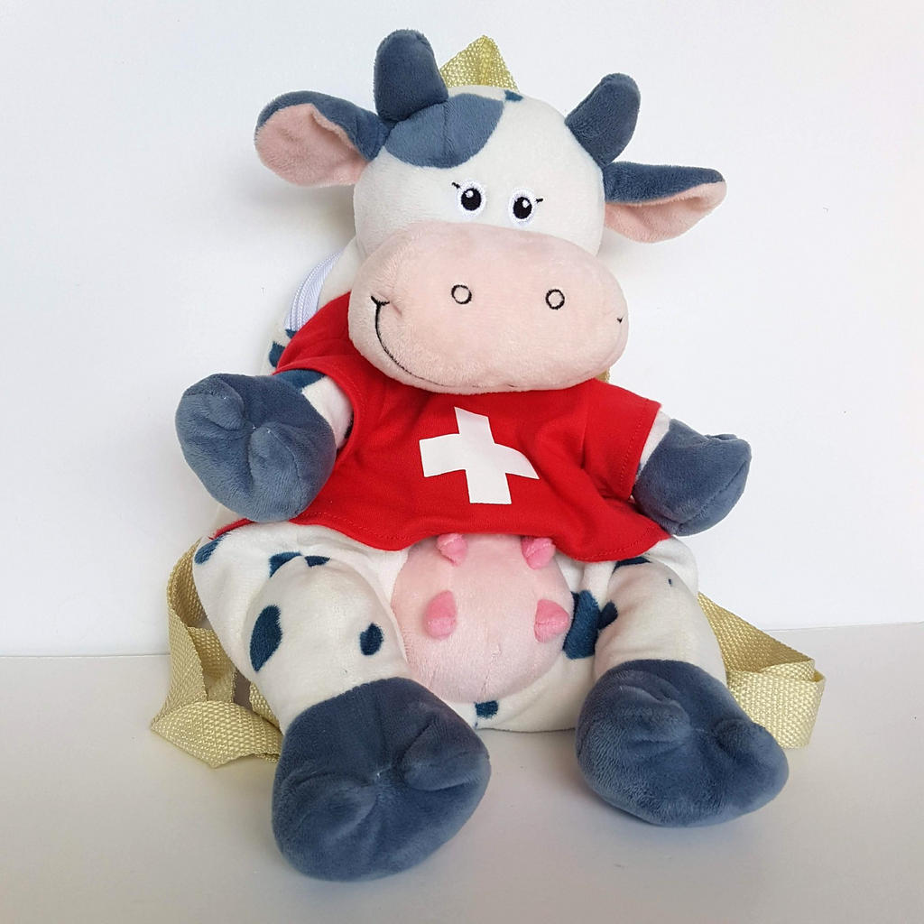 Rare MILKY FAMILY SWITZERLAND BACKPACK Cow Plush Stuffed Animal Soft Toy Bag0