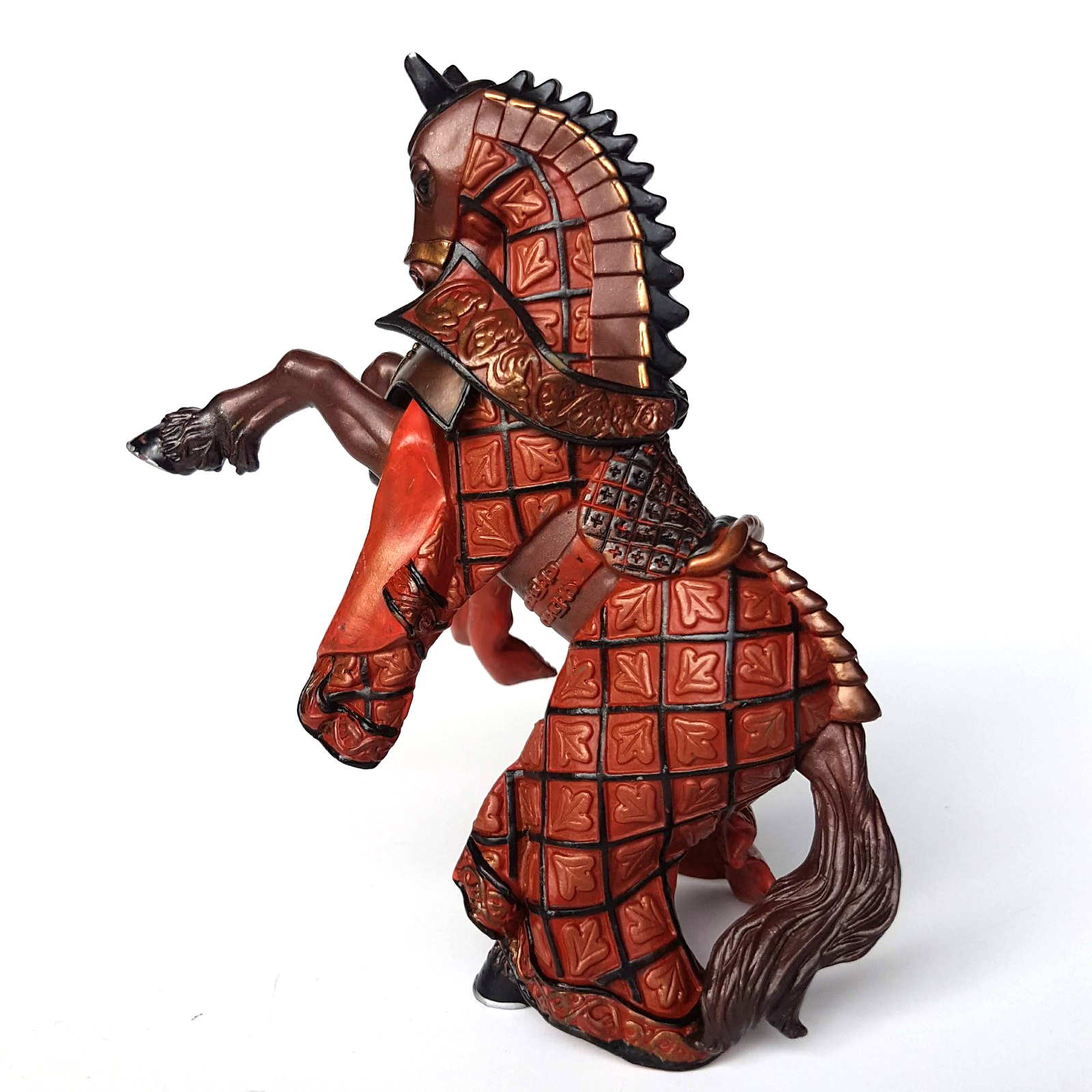Papo MEDIEVAL KNIGHT REARING HORSE 2007 Brown Gold Crown Action Figure Toy1