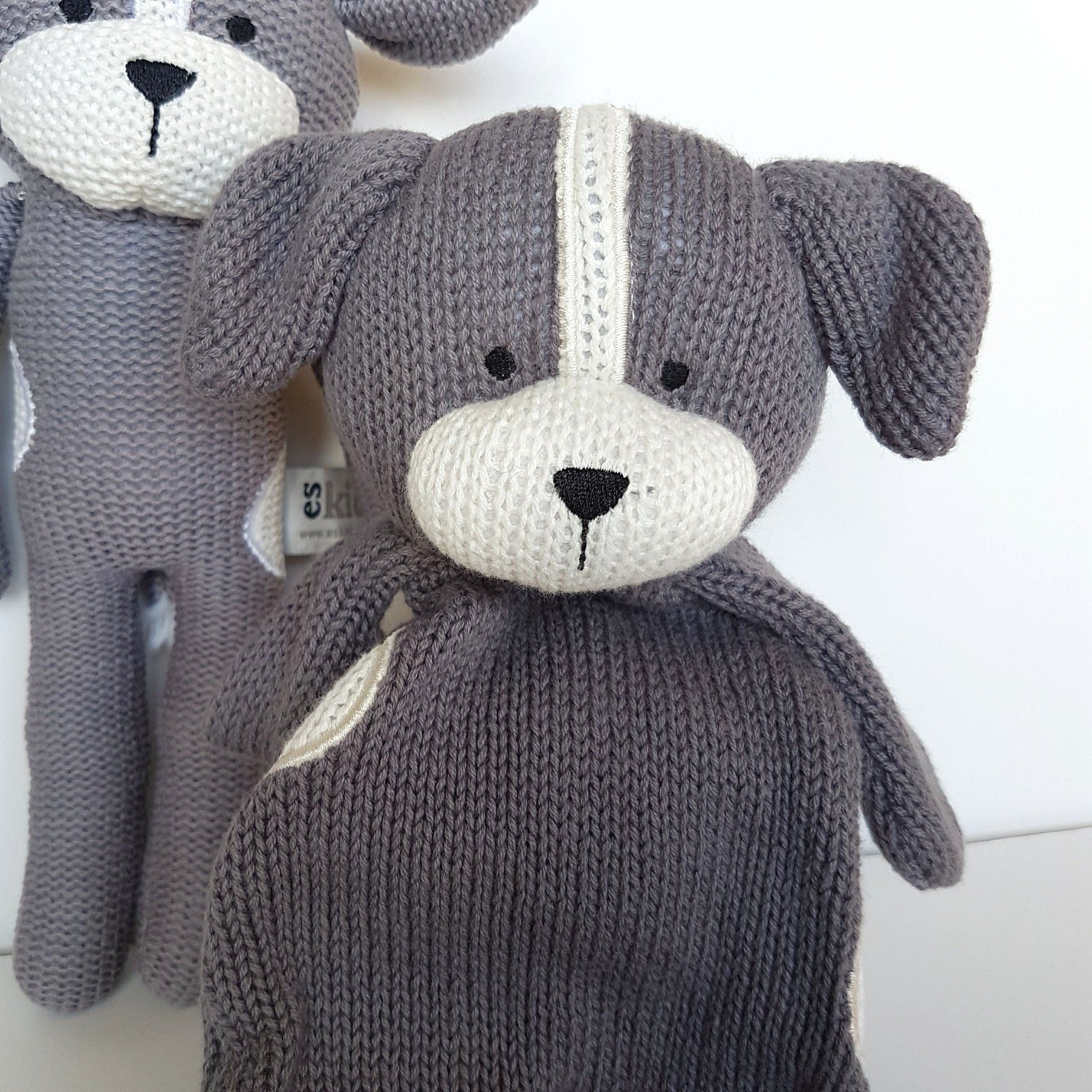 ES Kids DOG LOVEY + RATTLE SET Knit Plush Comforter Security Blanket Soft Toy2