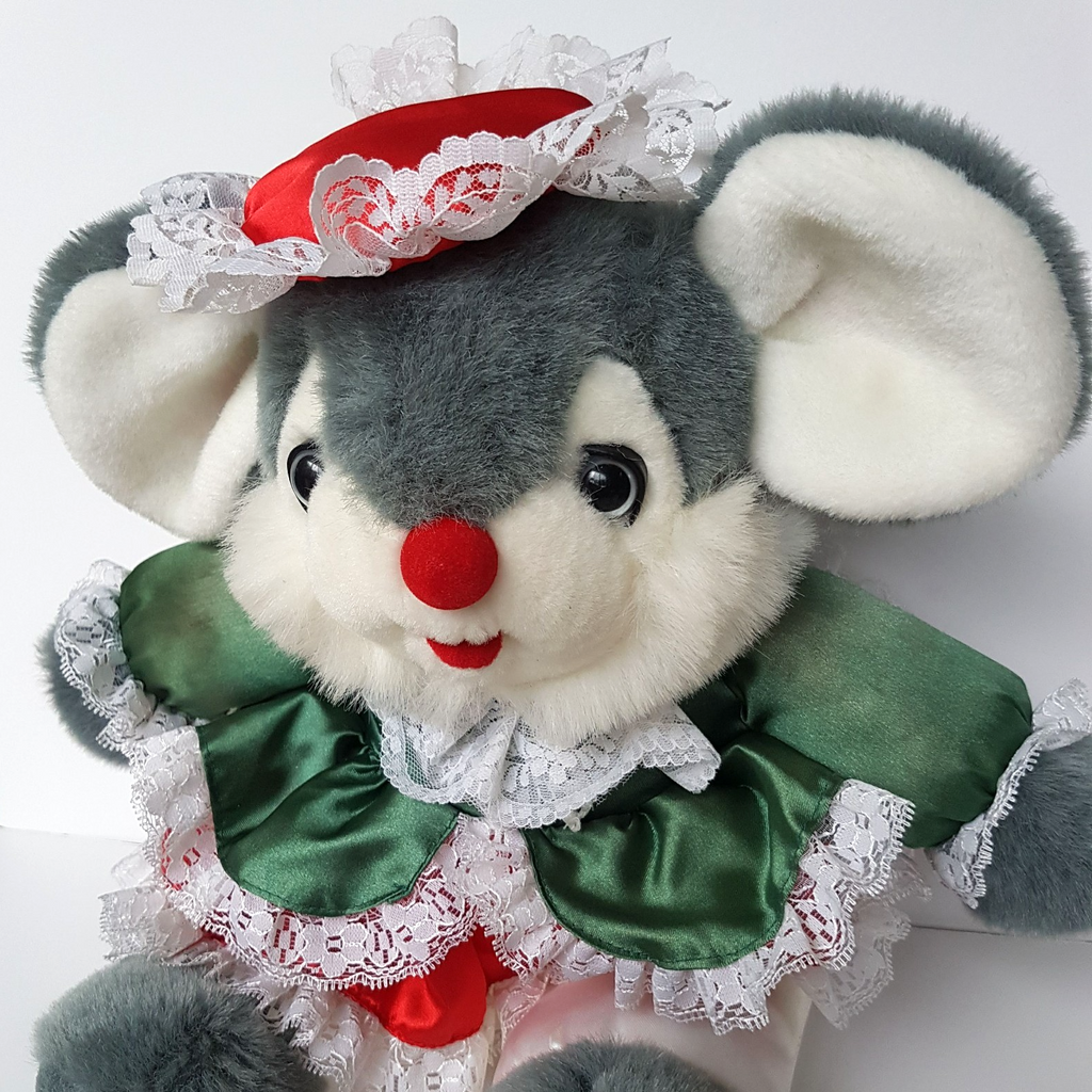 RARE Vintage Dandee CHRISTMAS MOUSE Plush 41cm Large Stuffed Animal Soft Toy 90s2