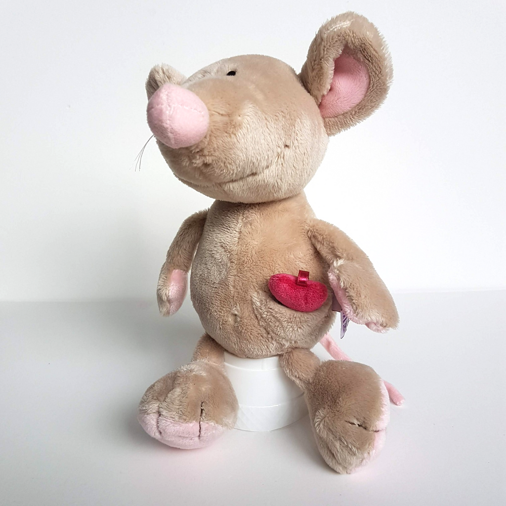 Nici BEIGE MOUSE Heart Plush Soft Toy 25cm Stuffed Animal 2009 Floppy Cuddly TAG4