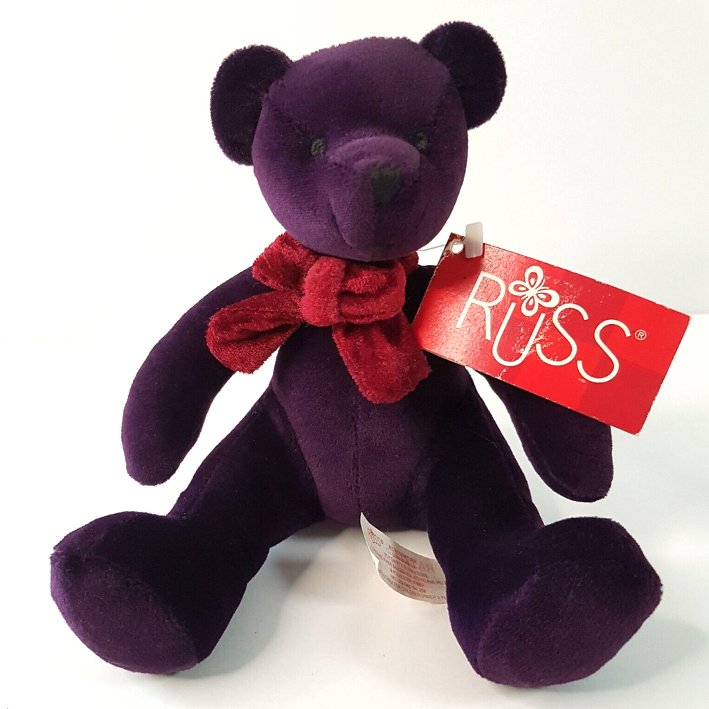 RUSS Purple RAZZLES TEDDY BEAR 14cm Plush Stuffed Animal Soft Toy Velvet Feel0