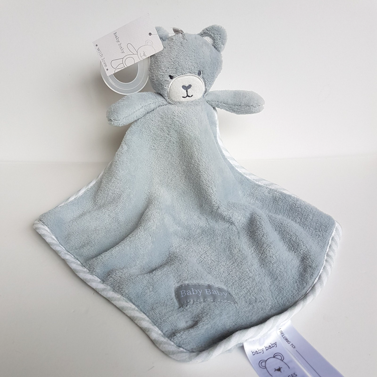 Baby baby BLUE TEDDY BEAR Lovey TAGS Security Comforter Sleep Soother Soft Toy0