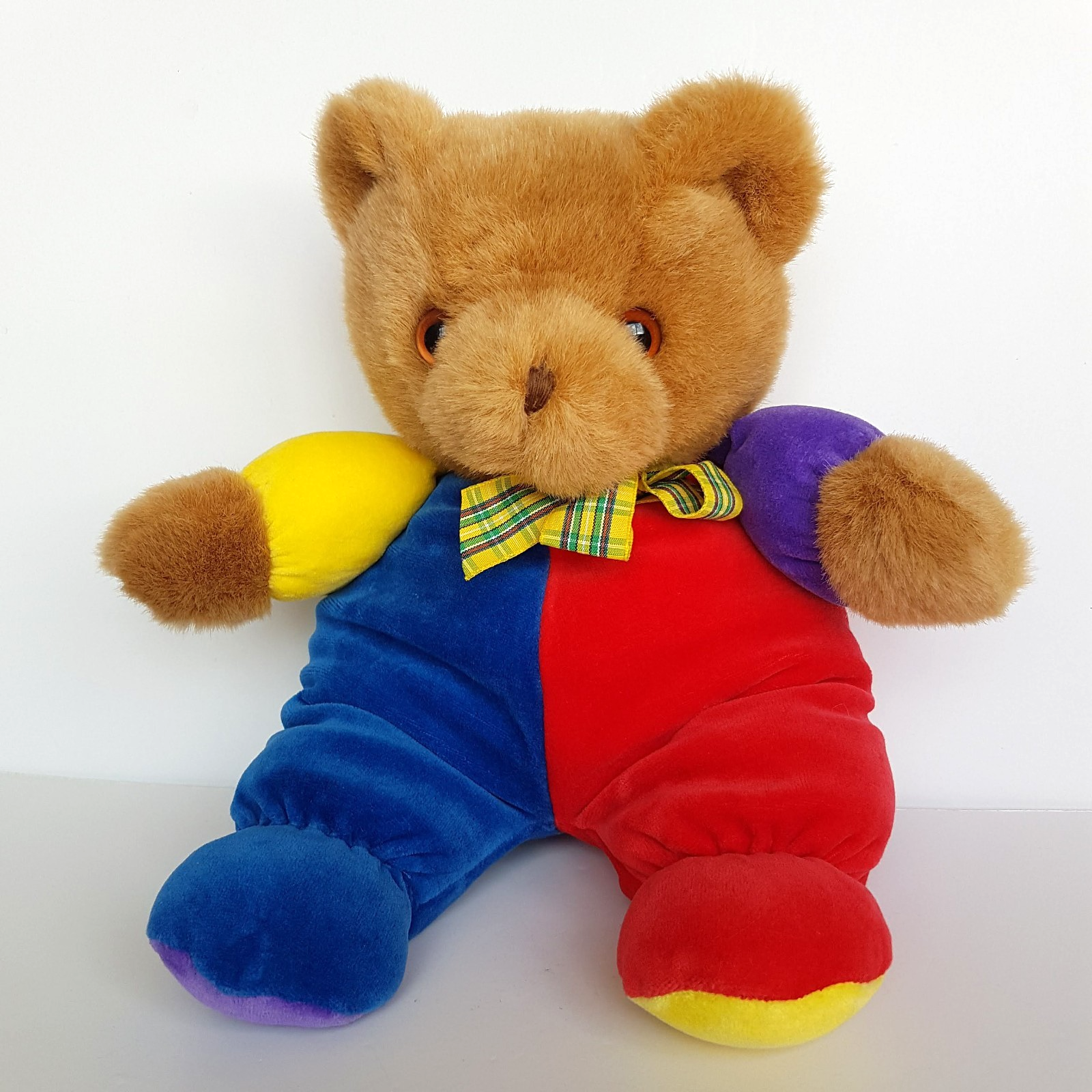 Supa Toys VELOUR TEDDY BEAR Colour block Soft Toy Stuffed Animal Bright Colour0