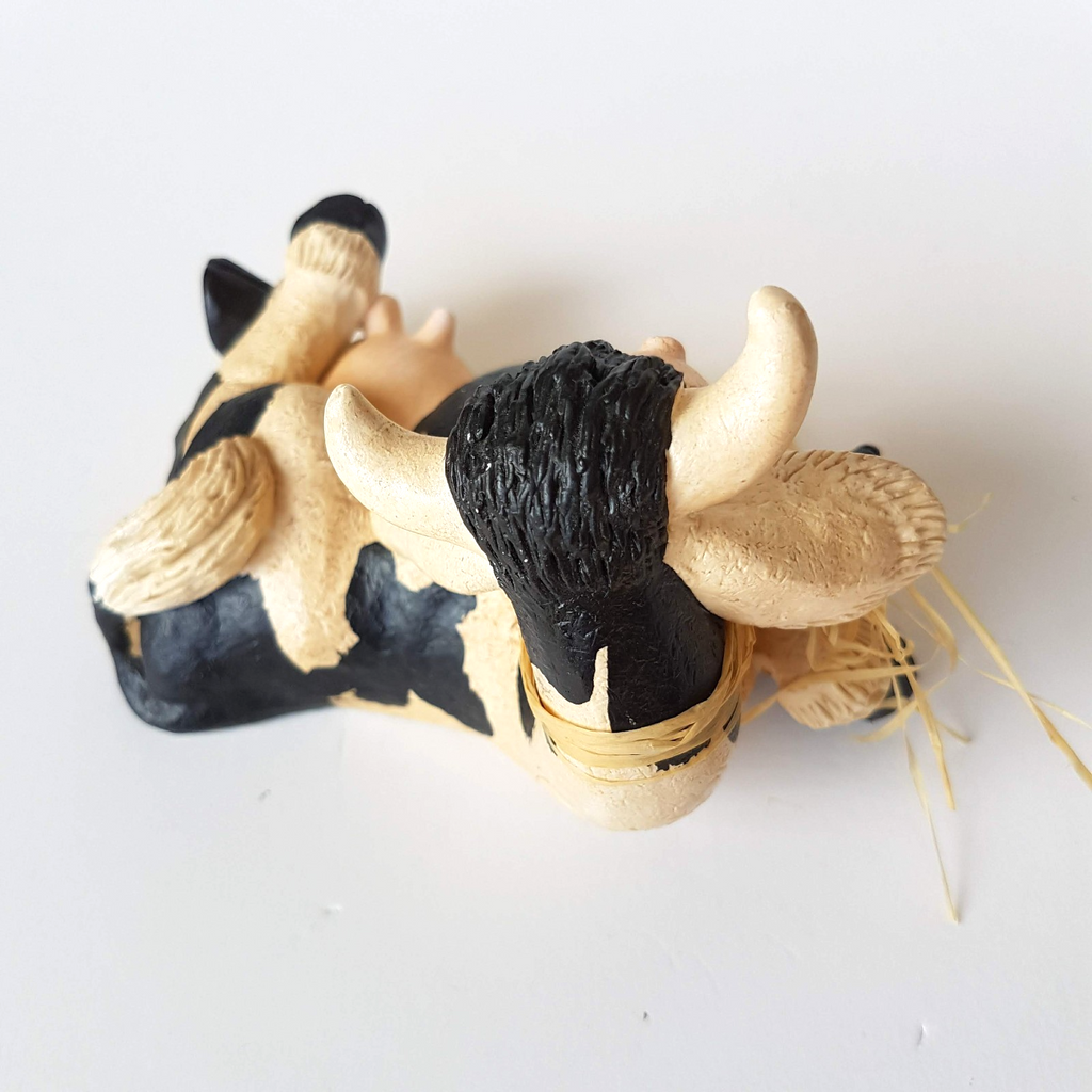 Vintage PETE APSIT COW Figure 1994 Statue Resin Holstein Collectible Black Beige7