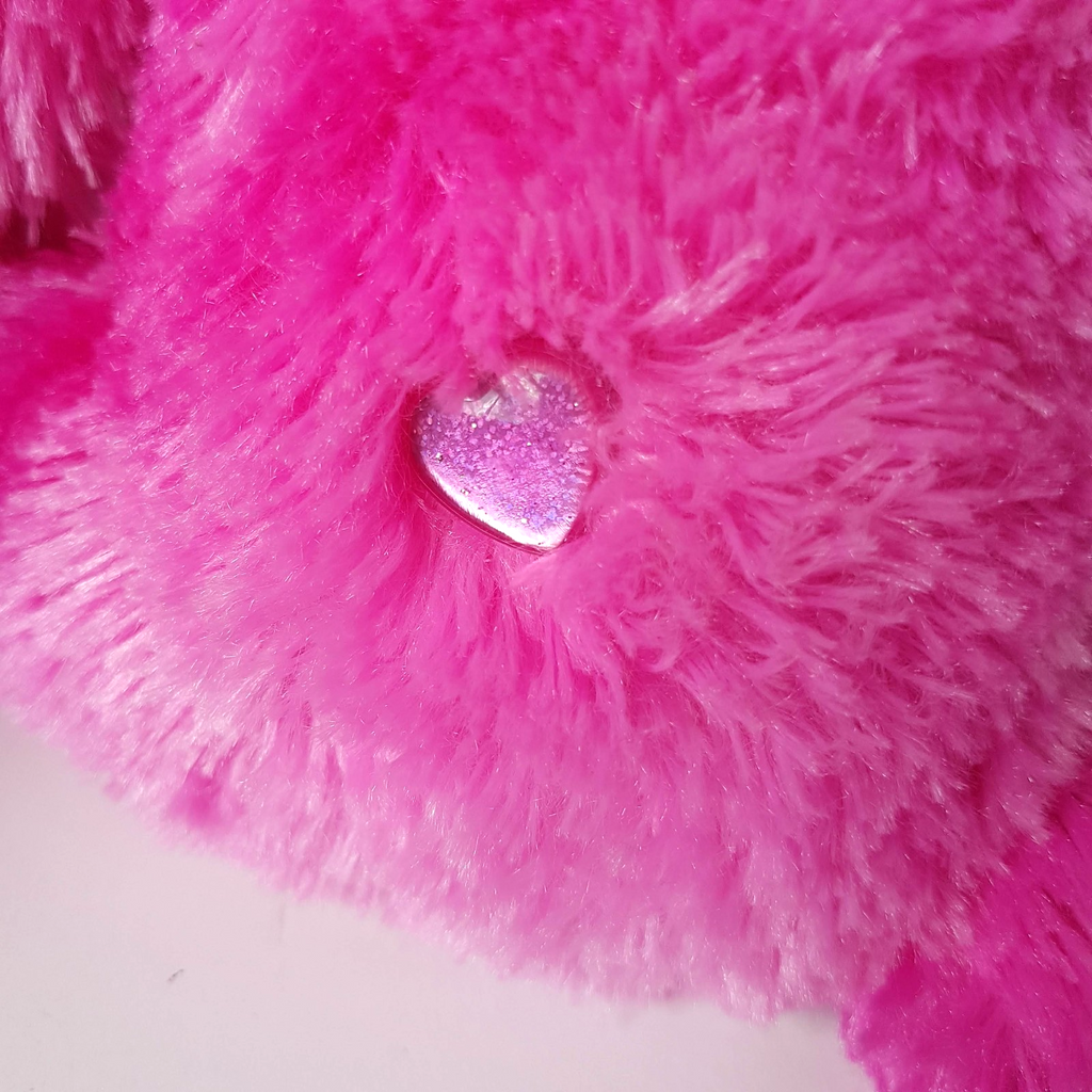 Korimco HOT PINK HEART BEAR Teddy Stuffed Animal 37cm Bright Soft Toy Rose Bow3