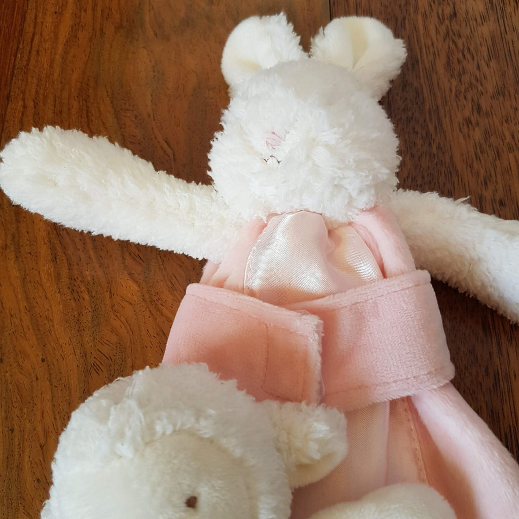 Bunnies By Bay Rabbit Plush Baby Security Blanket Comforter Satin + Lamb Rattle5